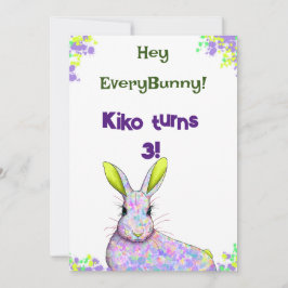 Inbjudningskort för lila Bunny Party