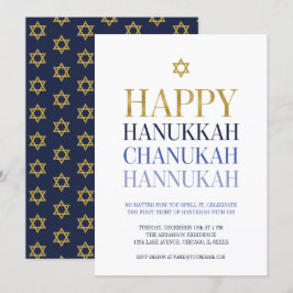 Inbjudningskort för lycklig Hanukkah Chanukah-part