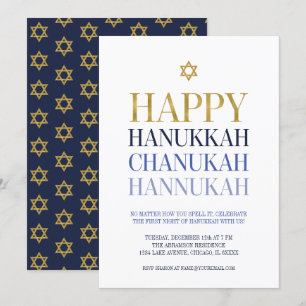 Inbjudningskort för lycklig Hanukkah Chanukah-part