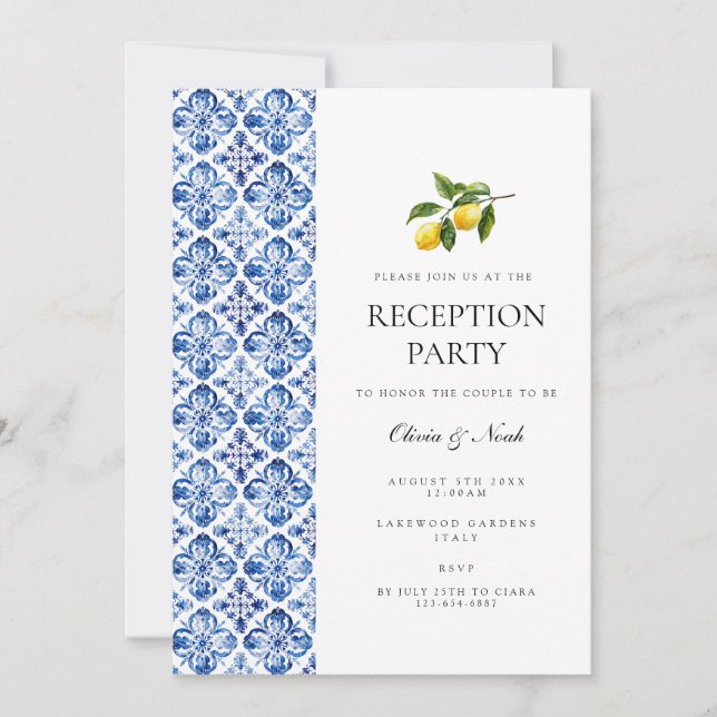 Inbjudningskort för Medelhavsbrickor för citronpla (Framsida)