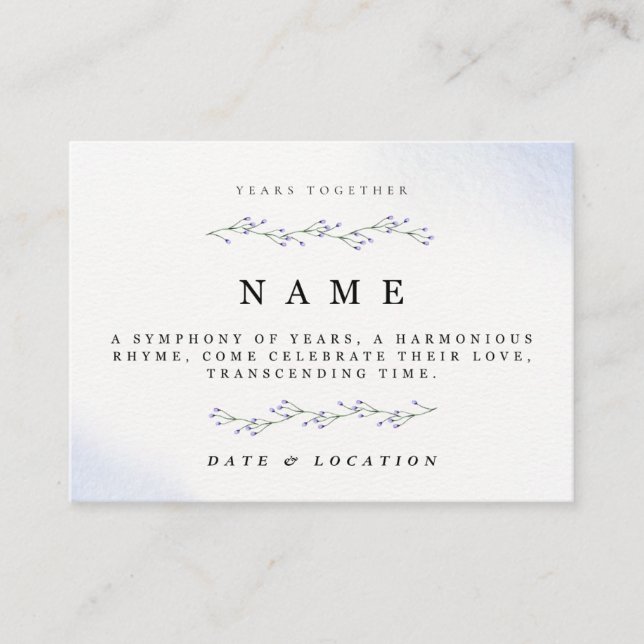 Inbjudningskort för minimalistisk Blommigt-årsdag (Framsida)