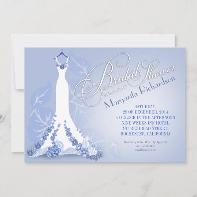 inbjudningskort för möhippa med bröllop klänning (Framsida)