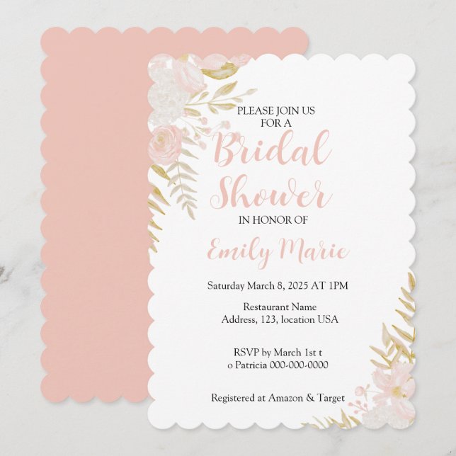 Inbjudningskort för möhippan, Blommigt, Enkel, Neu (Fram/baksida)