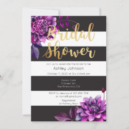 Inbjudningskort för möhippan guld. Svart och lila