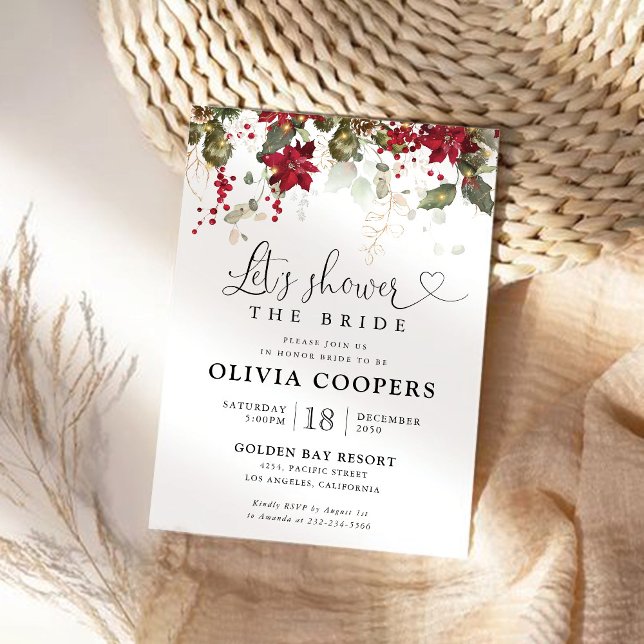 Inbjudningskort för möhippan, Jul Red Poinsettia (Skapare uppladdad)