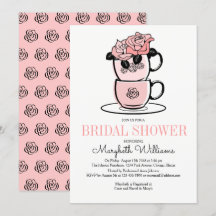 Inbjudningskort för möhippan-kortet Tea Tekopp Flo