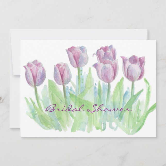 Inbjudningskort för möhippan Lila Tulip Flowers (Framsida)