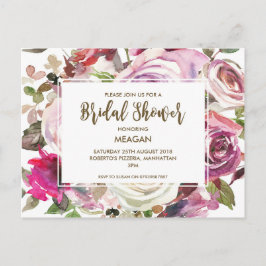 Inbjudningskort för möhippan moderna blommigt lila