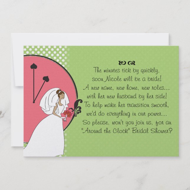 Inbjudningskort för möhippan "runt om för ta tid (Framsida)