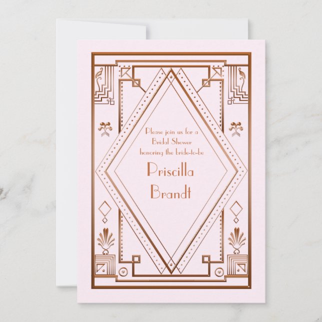 Inbjudningskort för möhippan,underbar Gatsby, guld (Framsida)