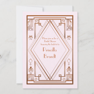 Inbjudningskort för möhippan,underbar Gatsby, guld