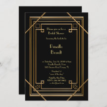 Inbjudningskort för möhippan,underbar Gatsby guld 