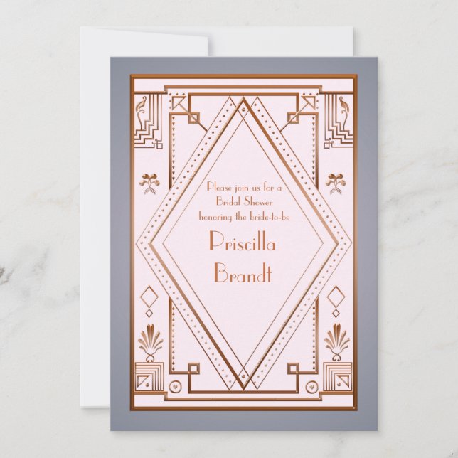 Inbjudningskort för möhippan,underbar Gatsby, guld (Framsida)