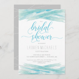 Inbjudningskort för möhippan, vattenfärg, blå, Sil