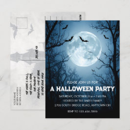 Inbjudningskort för Moonlit Fladdermus Halloween f