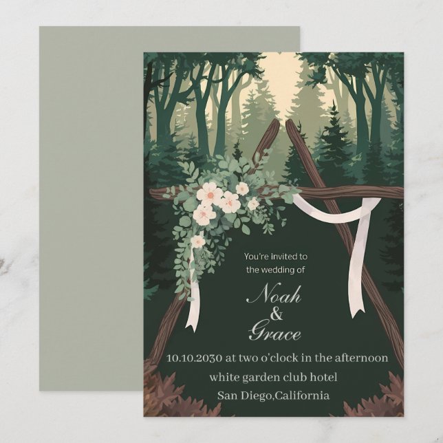 Inbjudningskort för natur- och skogstecken (Fram/baksida)