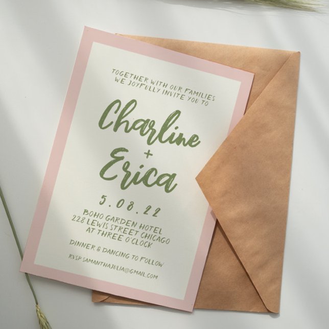 Inbjudningskort för Pastel Retro-bröllop för hands (Skapare uppladdad)