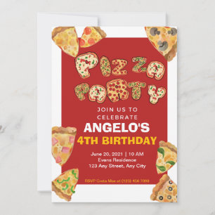 Inbjudningskort för Pizza Party på födelsedagen