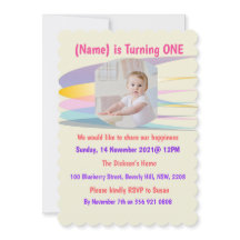 Inbjudningskort för regnbåge på födelsedagen