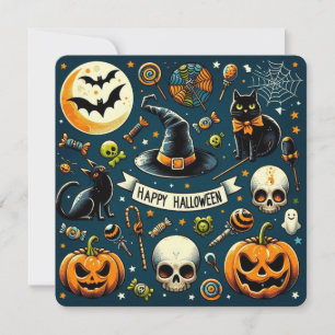 Inbjudningskort för Roligt och i Happy halloween