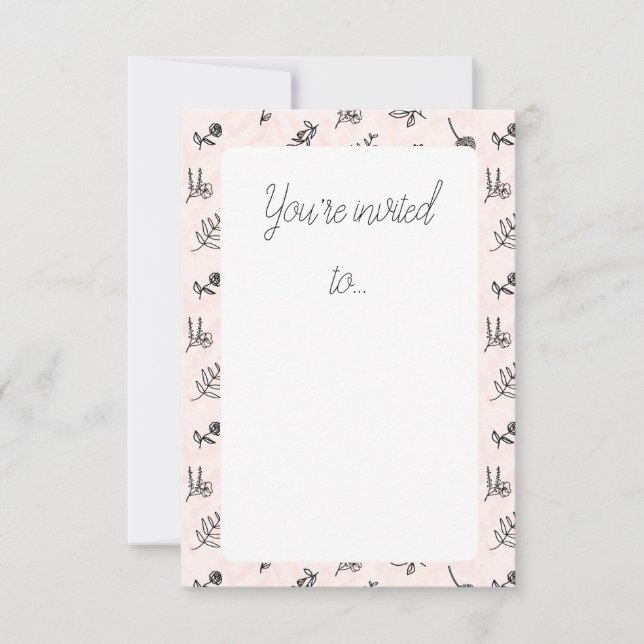 Inbjudningskort för rosa Blommönster (Framsida)