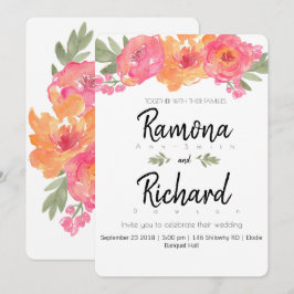 inbjudningskort för rosa och orange i bröllop