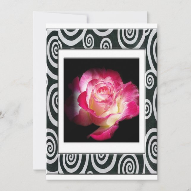 Inbjudningskort för Rosa ros Ram ~ 5"x7" (Framsida)