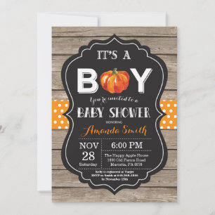 Inbjudningskort för Rustic Pumpkin Fall Baby Showe
