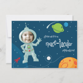 Inbjudningskort för rymden-astronaut på födelsedag