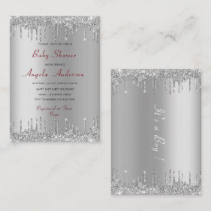 Inbjudningskort för Silver Glitter Pojke