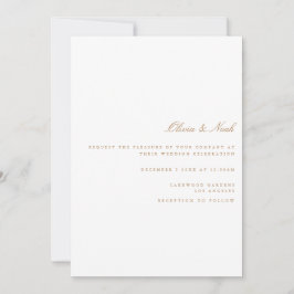 Inbjudningskort för skript Guld & White Wedding