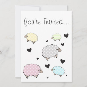 Inbjudningskort för söt Cute Sheep