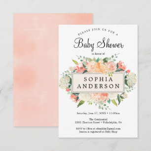 Inbjudningskort för söt Peach Baby Shower