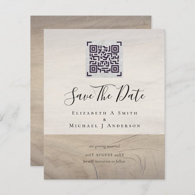 Inbjudningskort för Spara för modern QR-skanningsk (Fram/baksida)