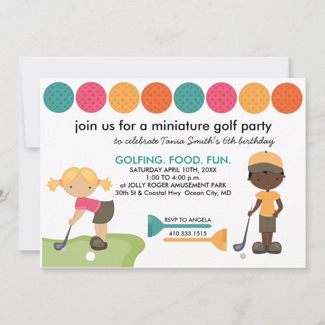 Inbjudningskort för Speciell begäran om Mini Golf (Framsida)