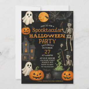 Inbjudningskort för Spooktacular Halloween fest