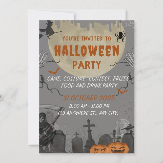 Inbjudningskort för Spooky Halloween fest (Framsida)