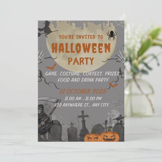 Inbjudningskort för Spooky Halloween fest (Stående Fram)