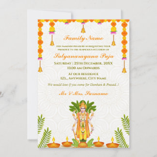 Inbjudningskort för Sri Satyanarayan Pooja