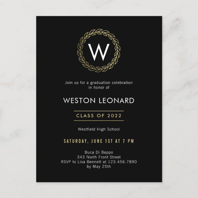 Inbjudningskort för Studenten för klassisk utandni (Framsida)