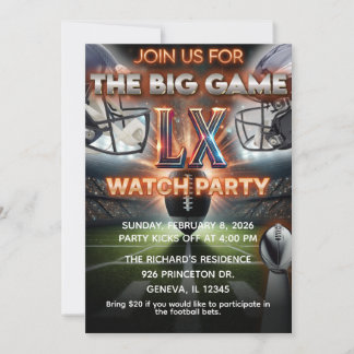Inbjudningskort för Super Bowl-firande | Redigerba
