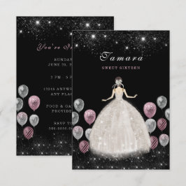 Inbjudningskort för sweet sixteen Elegant på födel