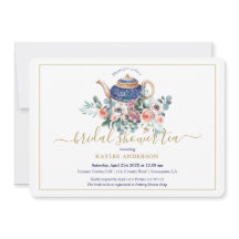 Inbjudningskort för te-blommigt för tekanna Möhipp