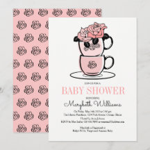 Inbjudningskort för tea Tekopp & Flowers Baby Show