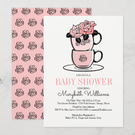 Inbjudningskort för tea Tekopp & Flowers Baby Show