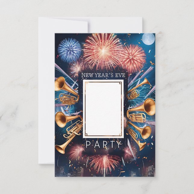 Inbjudningskort för tom inbjudan till nyårsafton P (Framsida)