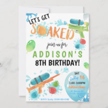 Inbjudningskort för toppen Soaker Birthday