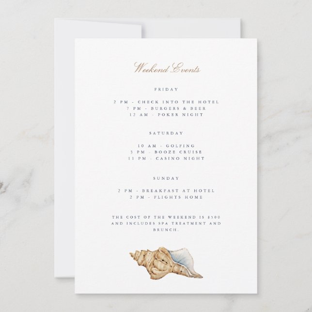 Inbjudningskort för Tropical Beach Bachelor Helg (Baksida)