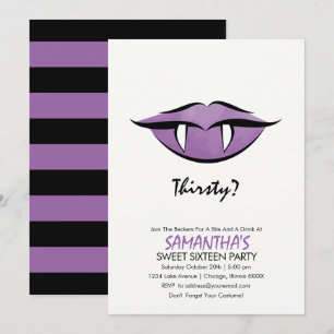Inbjudningskort för Vampre Läppar Goth Sweet sixte