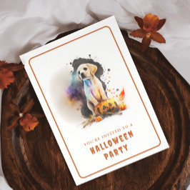 Inbjudningskort för vattenfärgspuppy Halloween